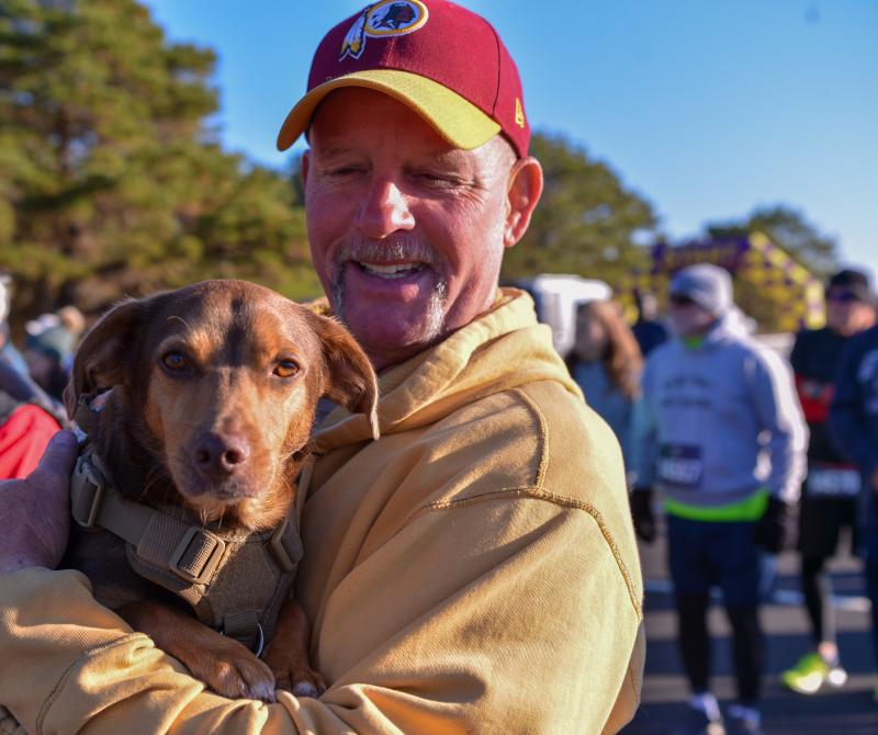 Service dog Louie with Steve Koester, who retired from the Air Force after 35 years.